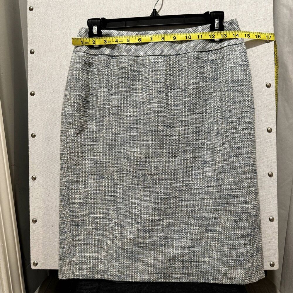 Ann Taylor Petites Light Blue Tweed Flare Skirt 2P Workwear Office Chic